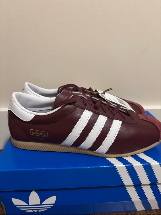 adidas Other - adidas Paris Maroon Leather Sneakers with White Stripes